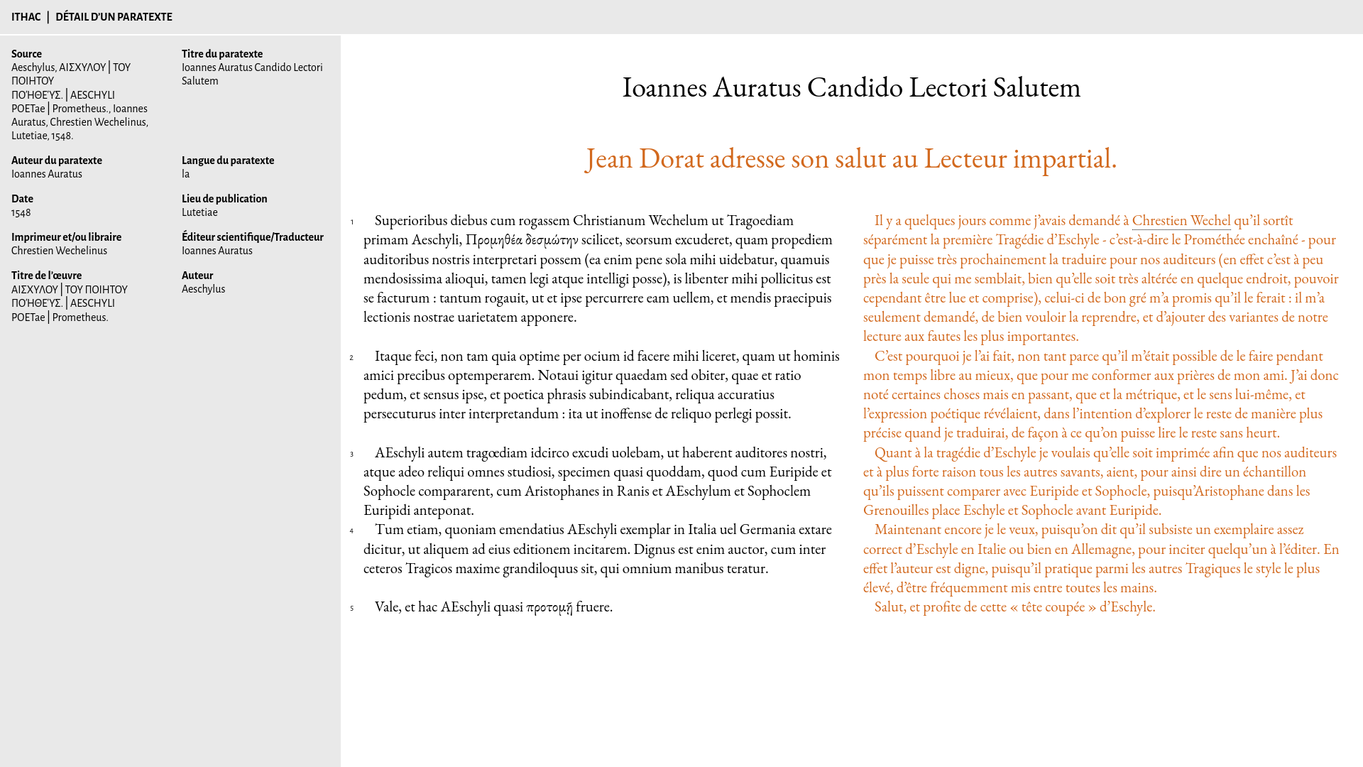 Page détail dʼun paratexte
