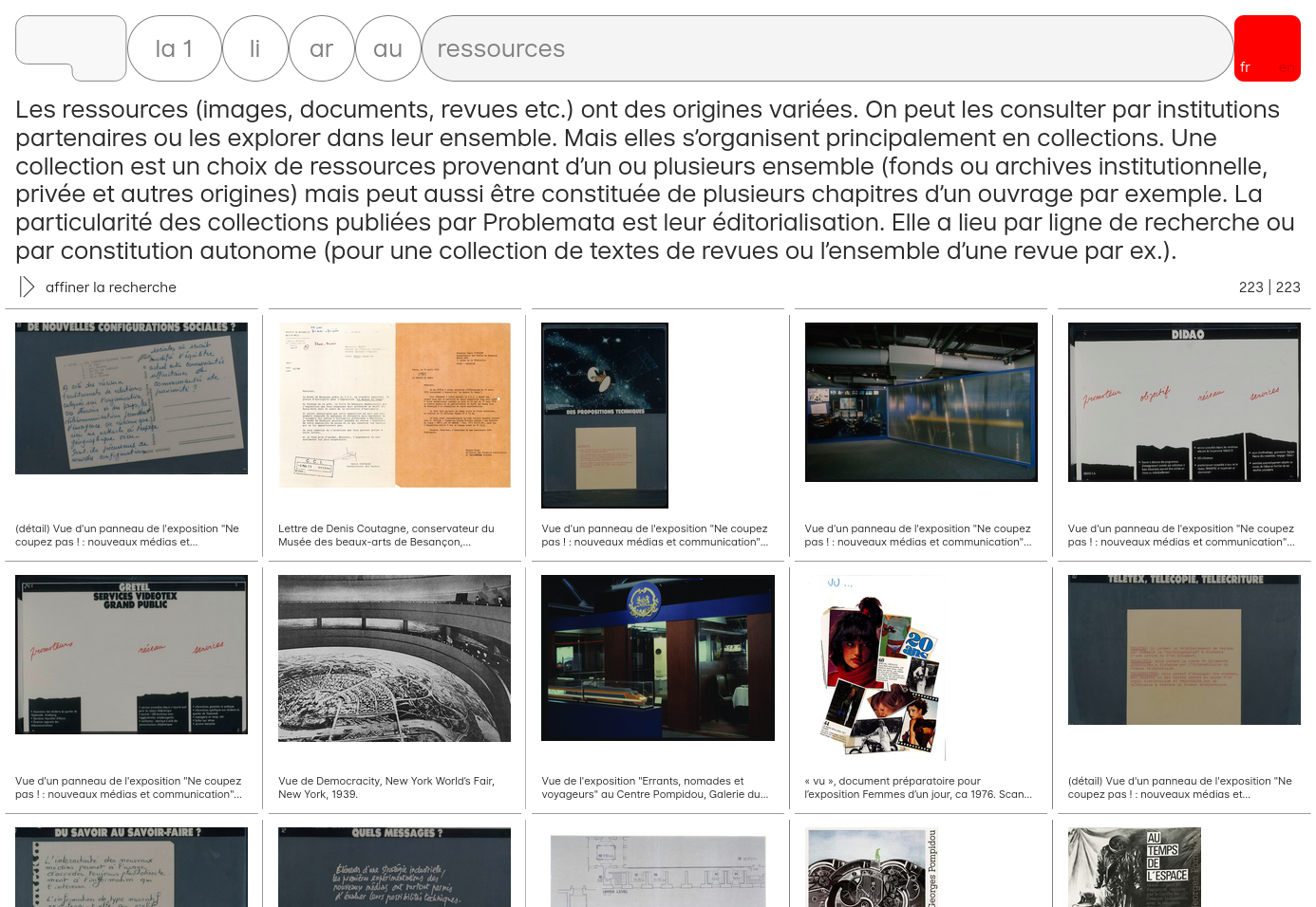 Liste des ressources